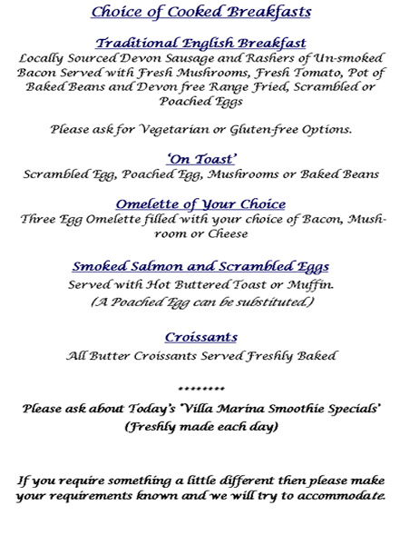 Breakfast Menu