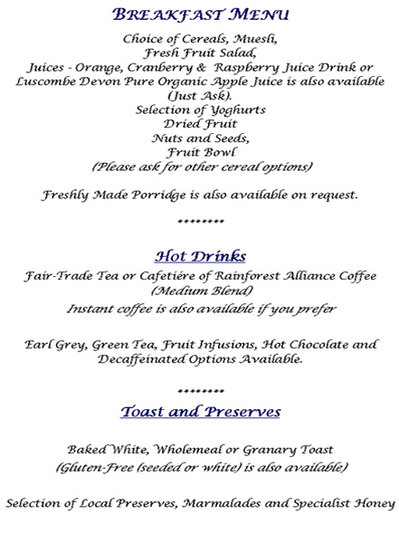 Breakfast Menu